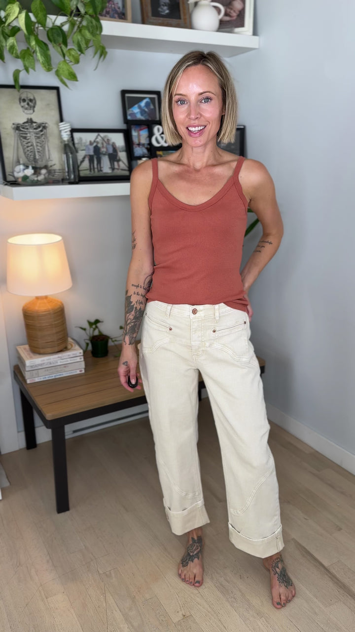 Rosavelle Ultra Soft V-Neck Tank- SPICE