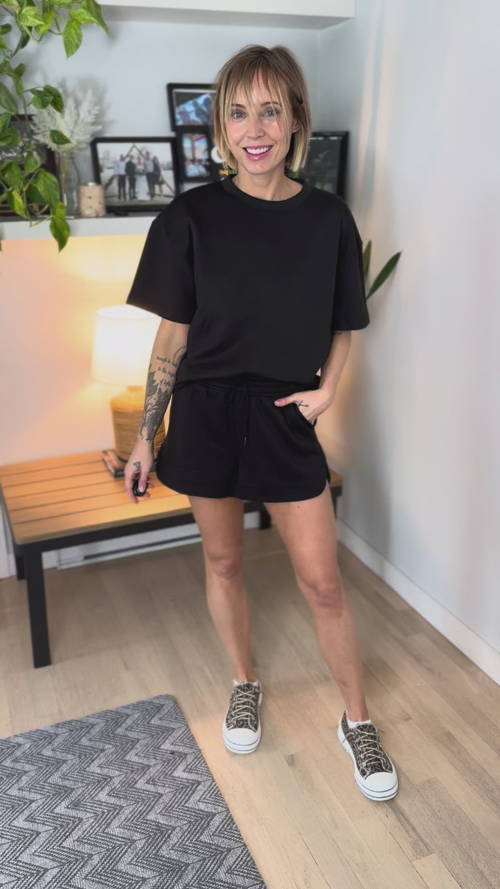 Tinsley Scuba Shorts Set- BLACK-FINAL SALE