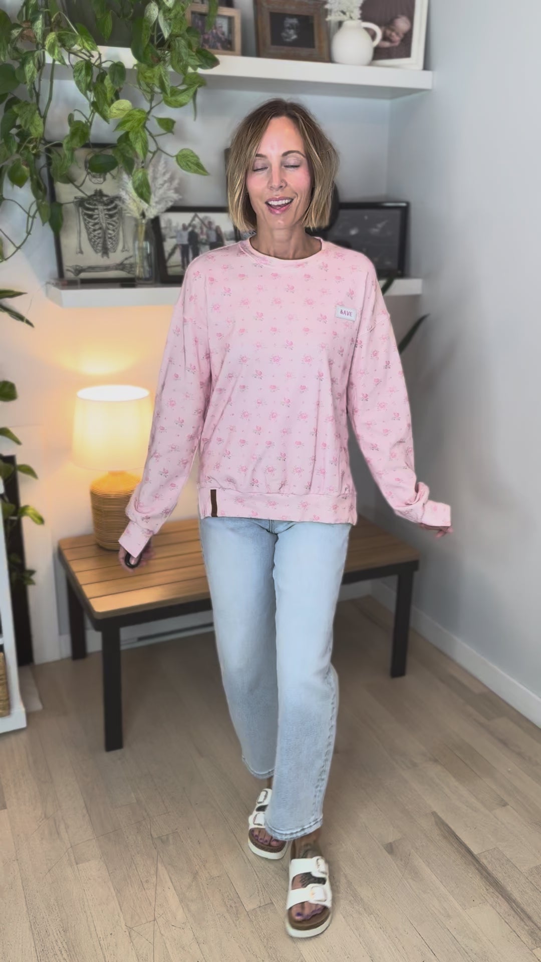 AMPERSAND AVE University Side Slit Pullover- TEA ROSE