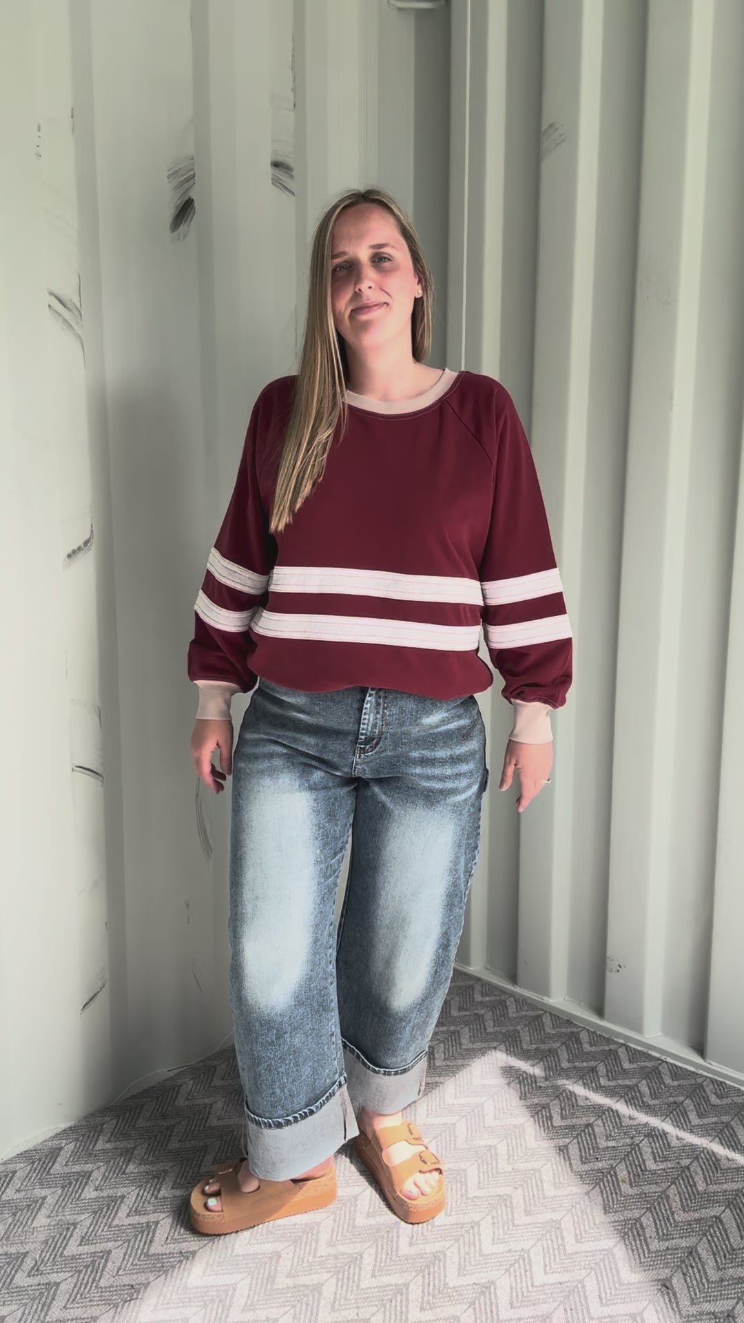 Andie Mineral Washed Pullover- CRIMSON