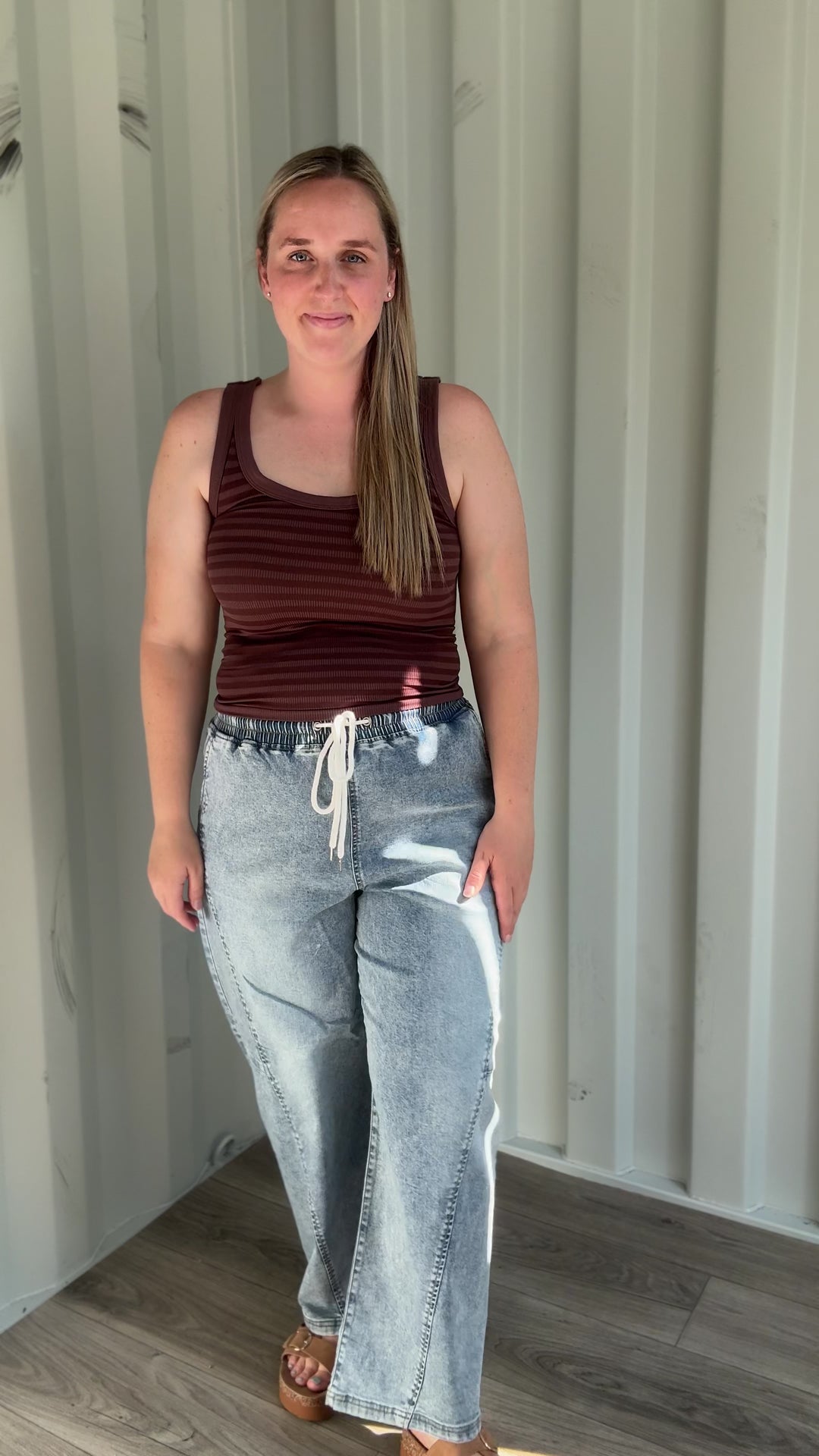 Reversible Seamless Stripe Tank Top- FRENCH ROAST