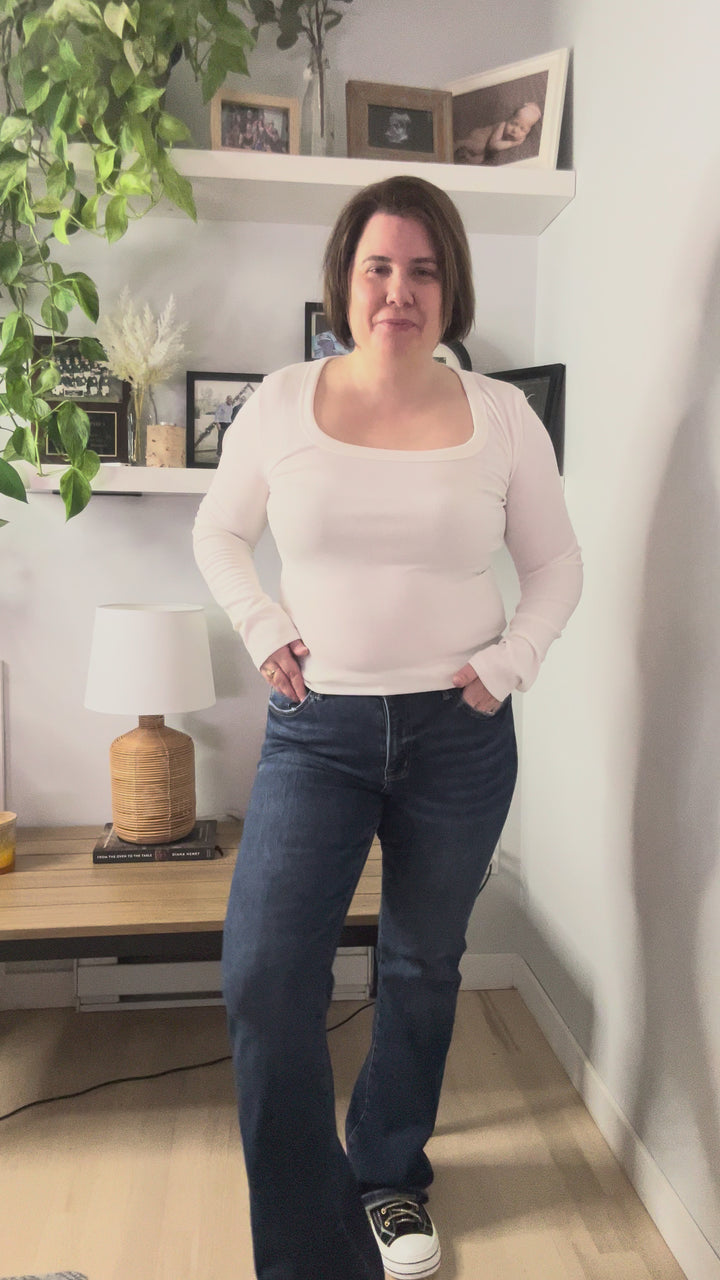 Beth Ribbed Scoop Neck Style- IVORY-FINAL SALE