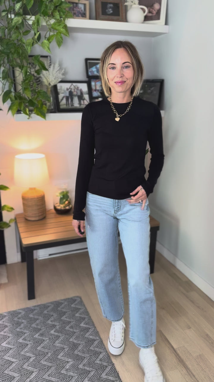Zariah Soft Ribbed Long Sleeve- BLACK