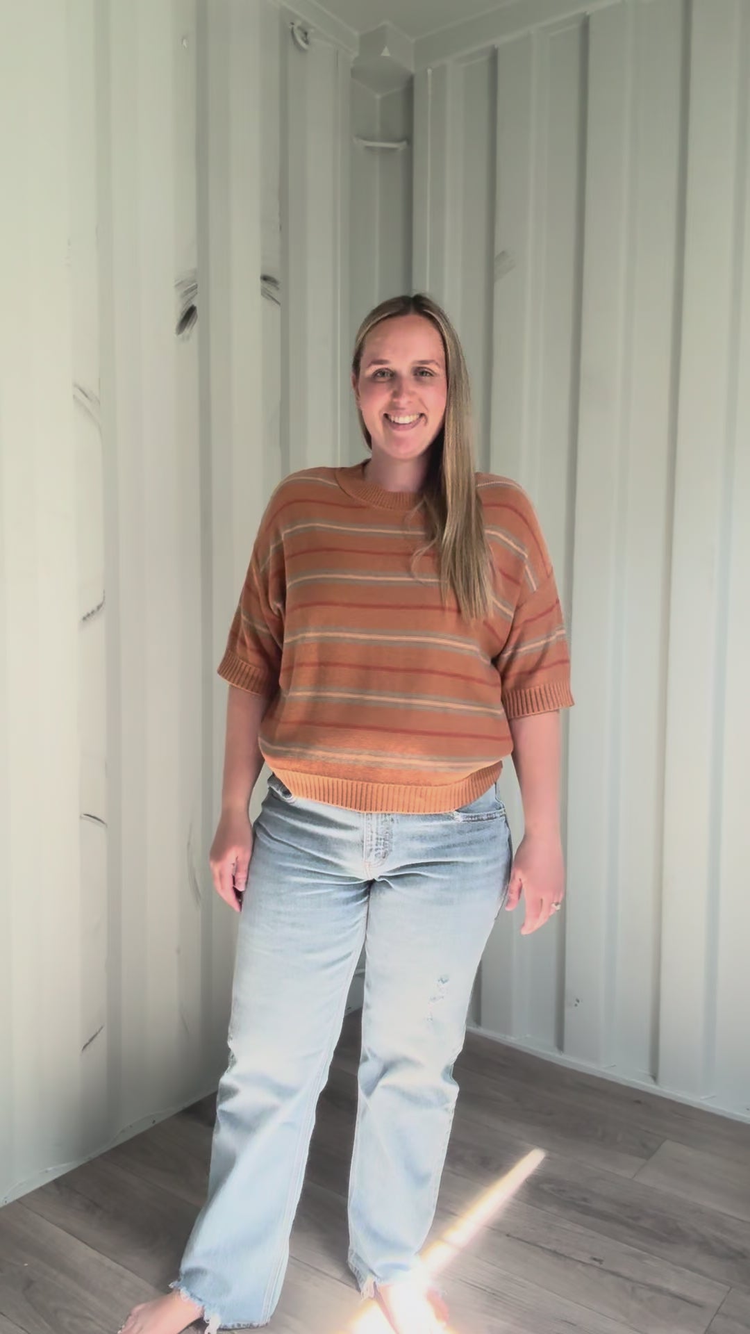 Topaz Drop Shoulder Knit Sweater Top- RUST