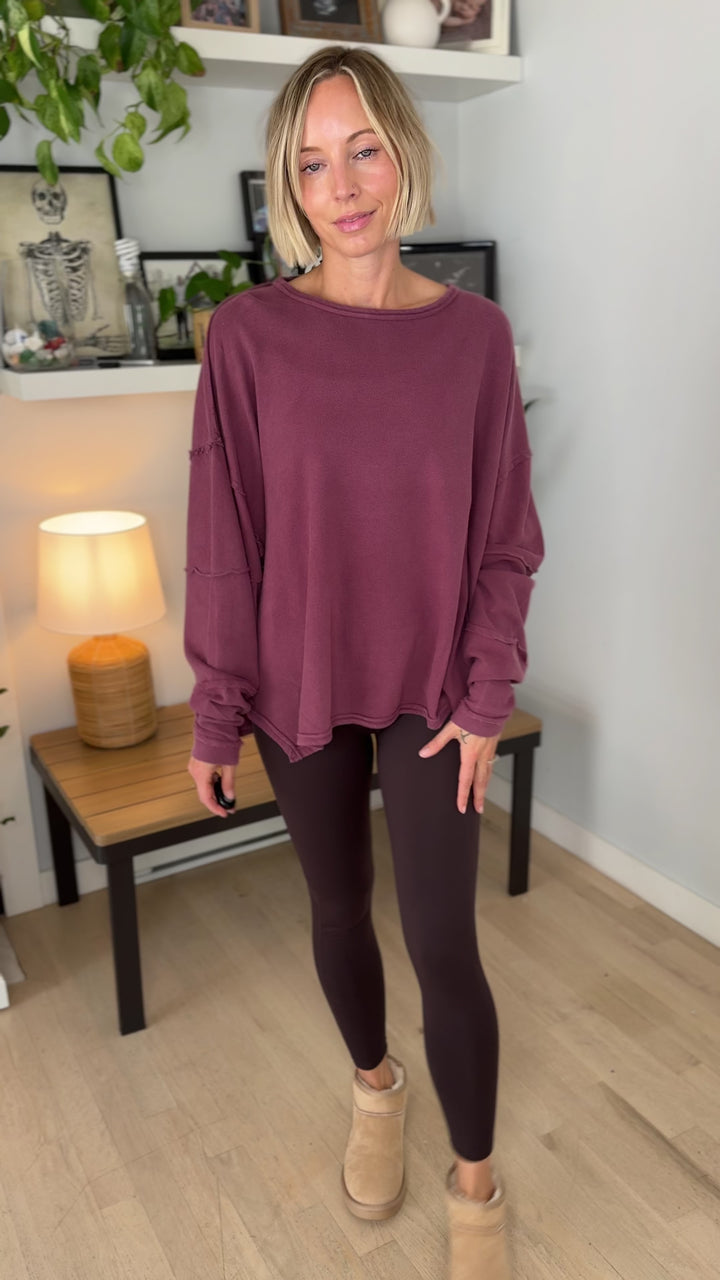Mono B Jacey Classic Cotton Pullover- ROSEWOOD-FINAL SALE *S*