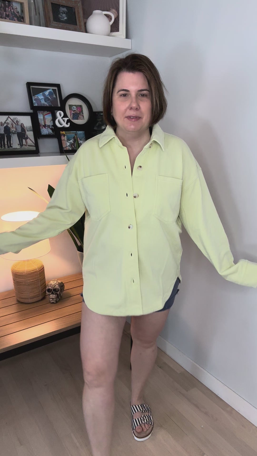 Sienna Washed  Shacket- LIME-FINAL SALE