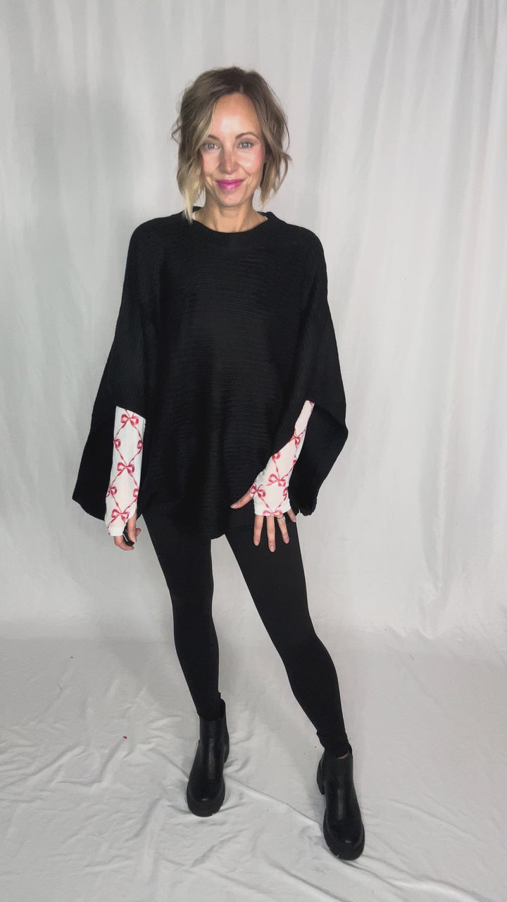 Meg Poncho Pullover- BLACK