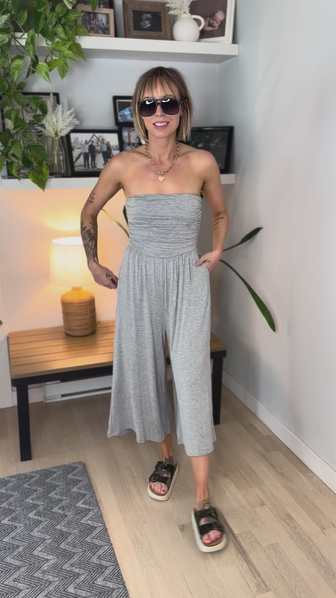 Olivia Jumpsuit- HEATHER GREY-FINAL SALE