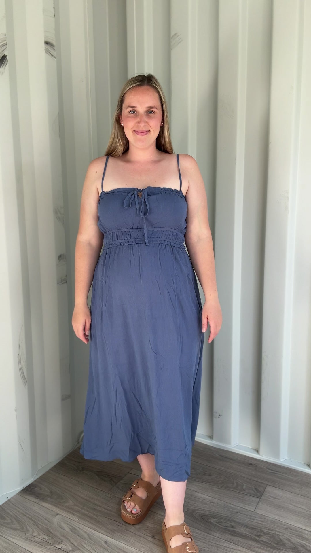 Hemswerth Smocked Maxi Dress- DENIM BLUE
