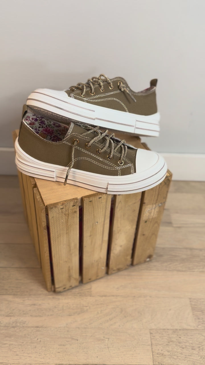 Amanda Gold Lace Sneaker- TAN-FINAL SALE