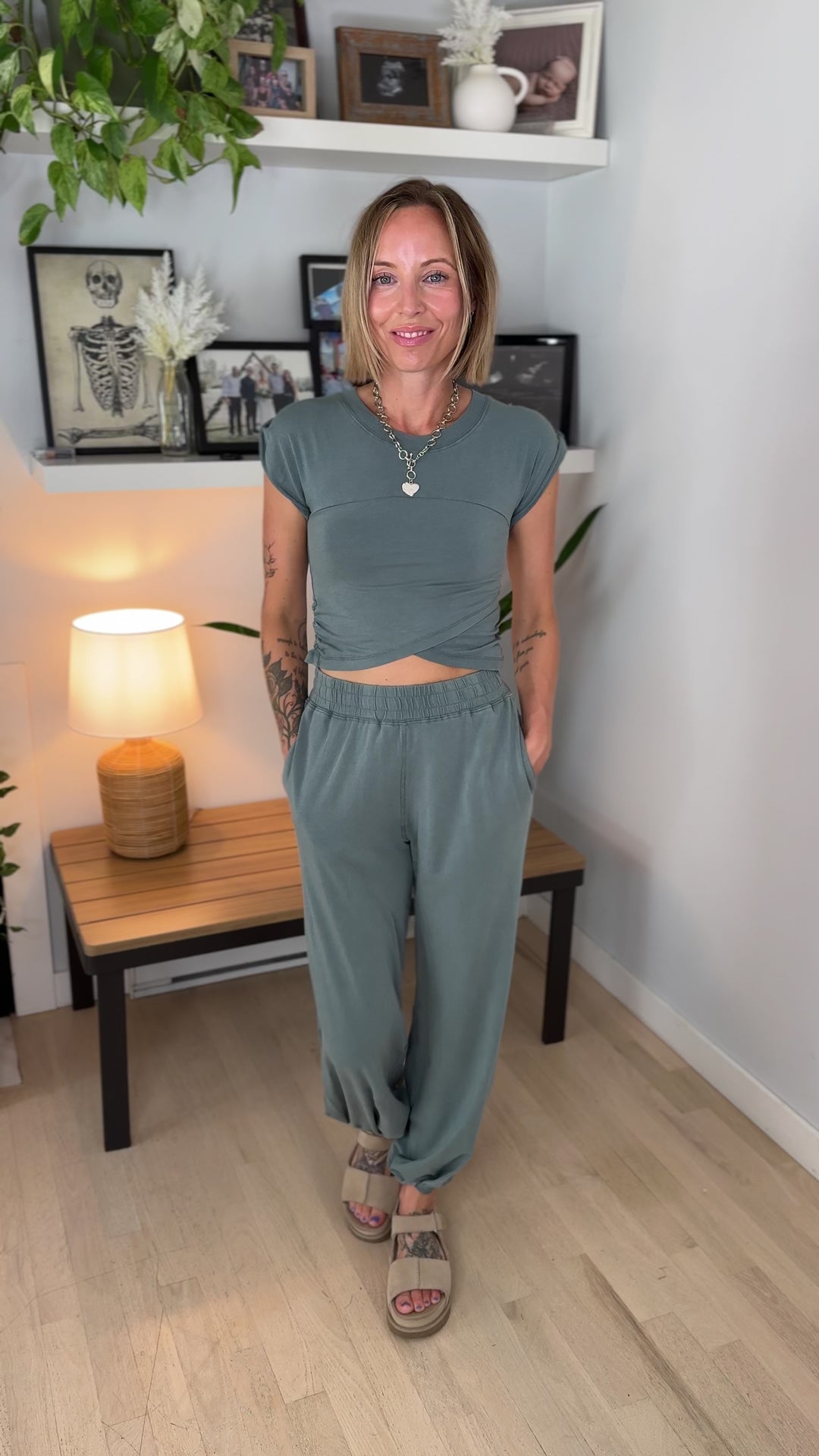 MONO B Jodie Pima Cotton Set- EUCALYPTUS