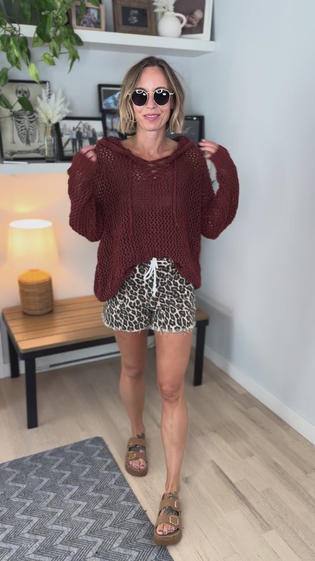 Birch Cable Knit Chenille Hoodie Sweater- SEDONA