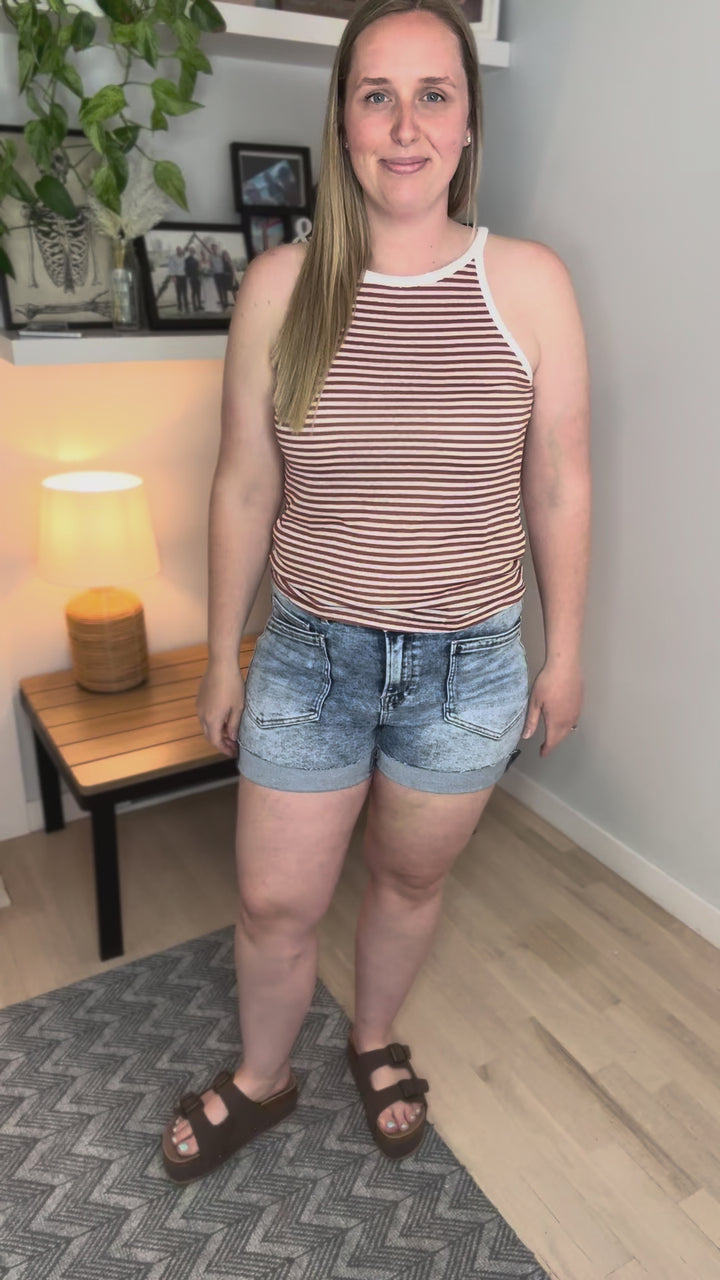 Savannah Linen Blend Tank- RUST