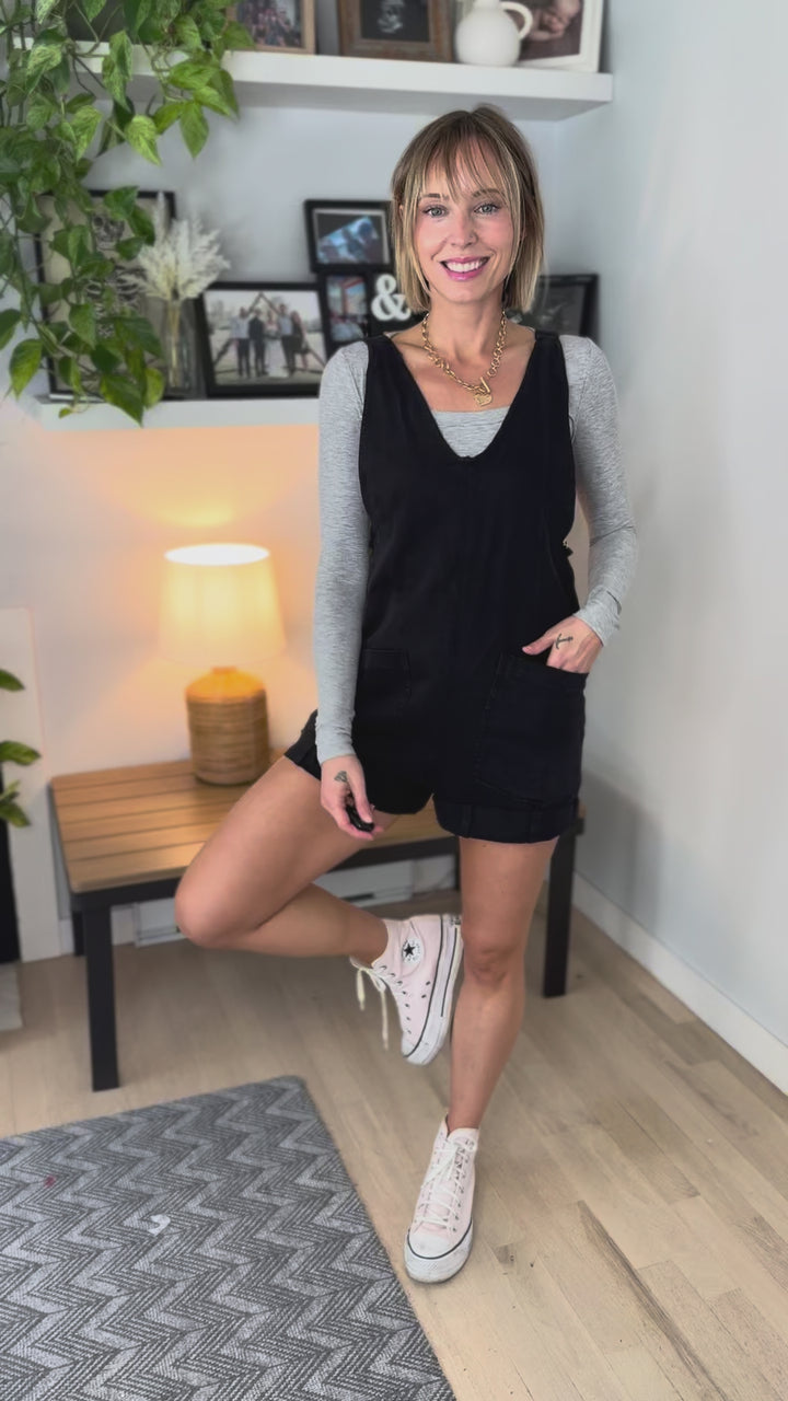 Selene Short Overalls- BLACK
