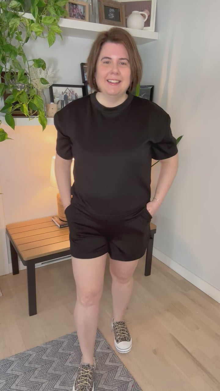 Tinsley Scuba Shorts Set- BLACK-FINAL SALE