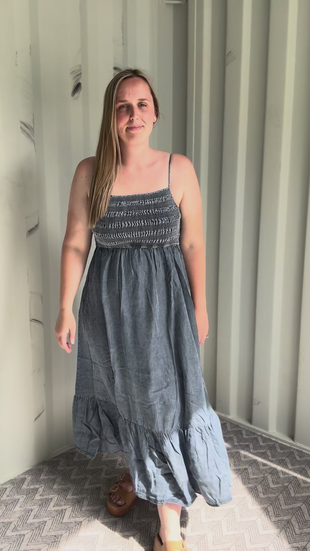 Coco Bay Tencel Smocked Midi Dress-FINAL SALE *L*