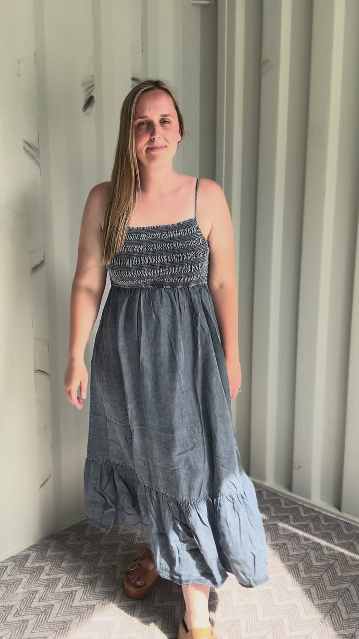 Coco Bay Tencel Smocked Midi Dress-FINAL SALE *L*