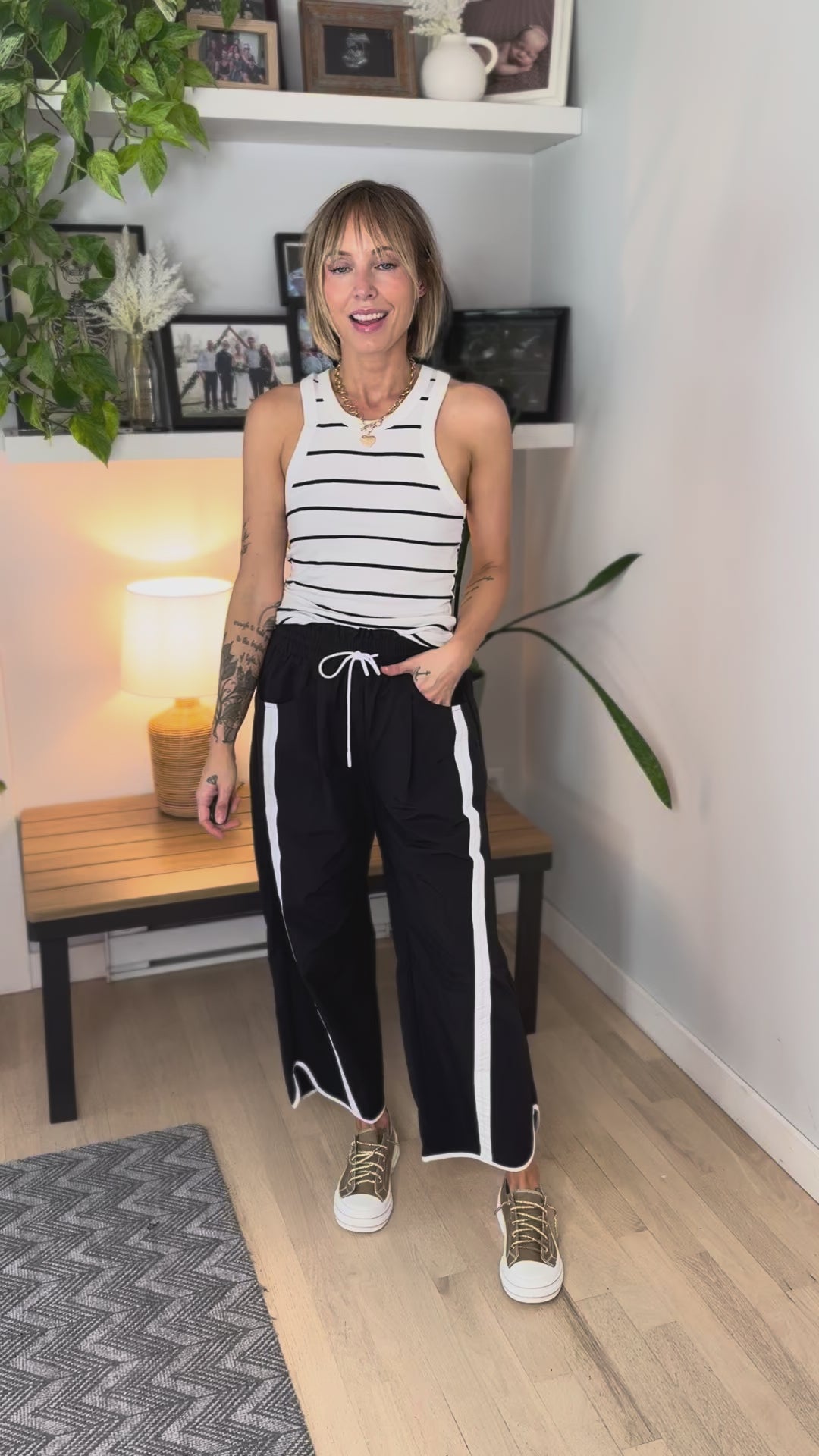 Liora Striped Tank- WHITE