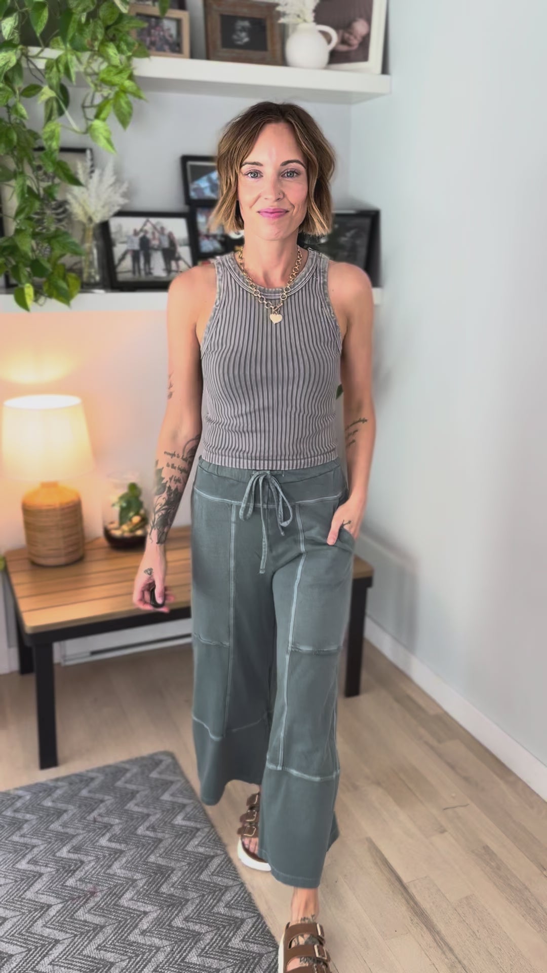 Vintage Wide Ribbed Tank Top- VINTAGE OAK