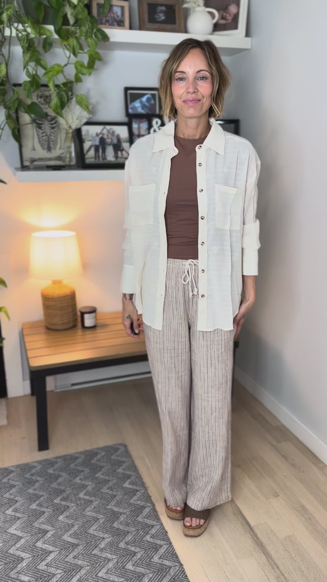 Vivi Embroidered Button Down- ECRU