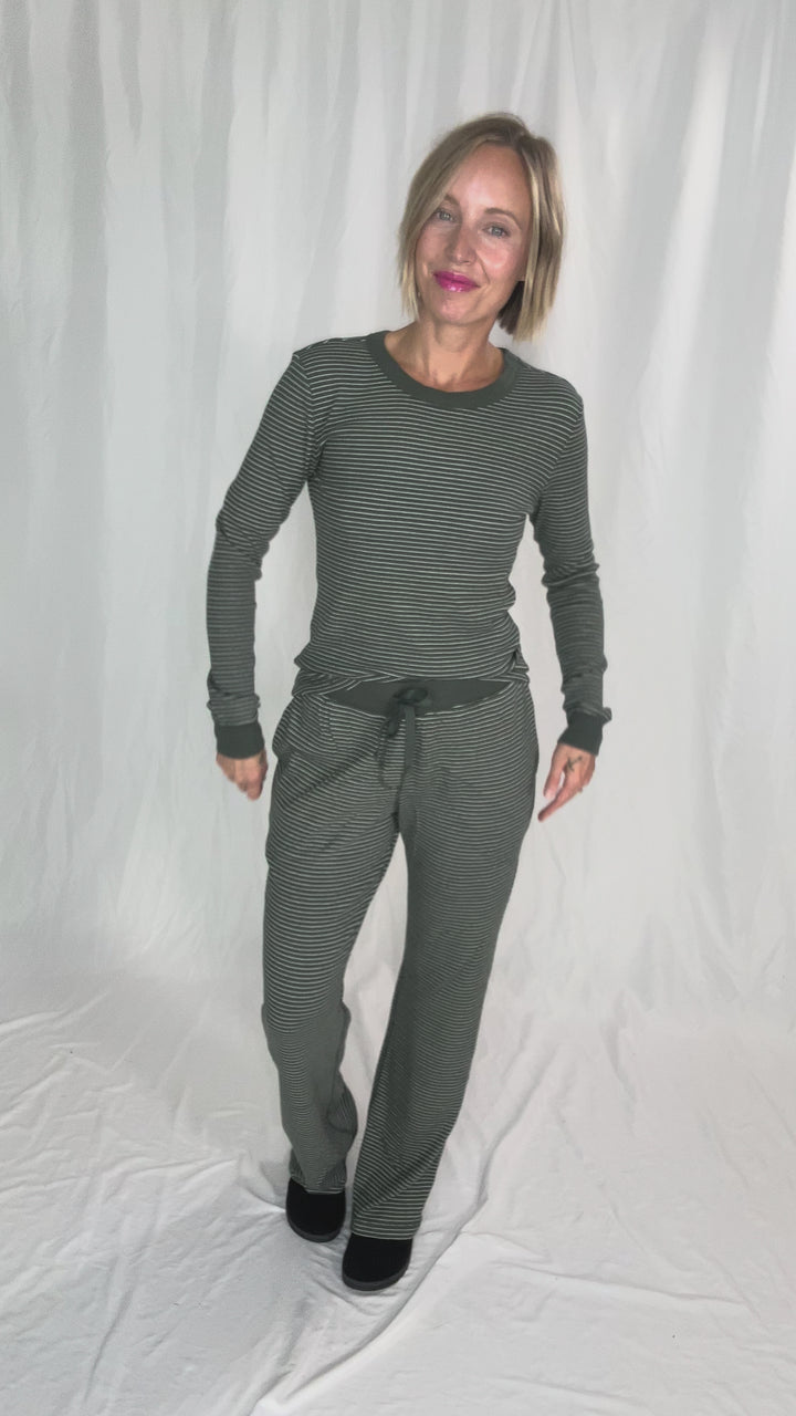 Layla Waffle Lounge Pant- HUNTER-FINAL SALE