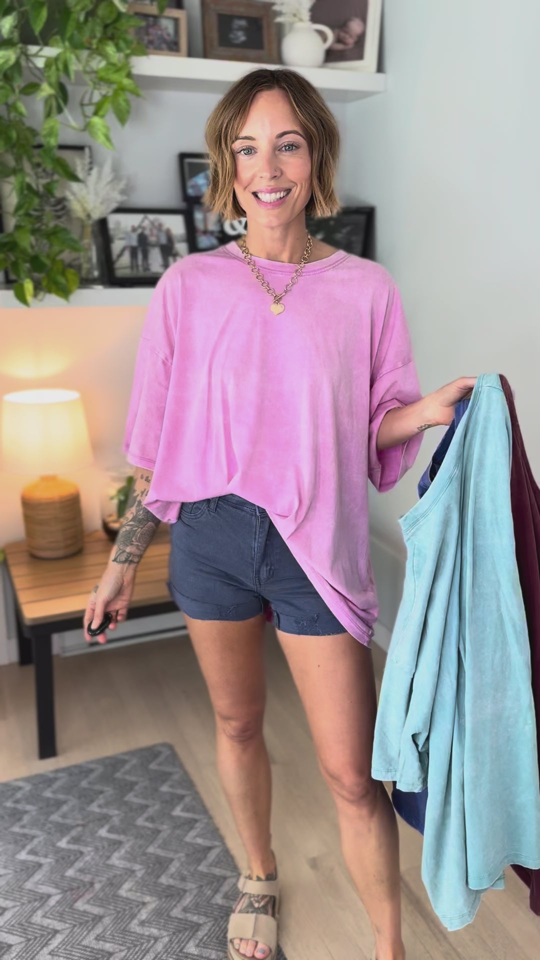 Tracy Oversized Cotton Tee- CORAL
