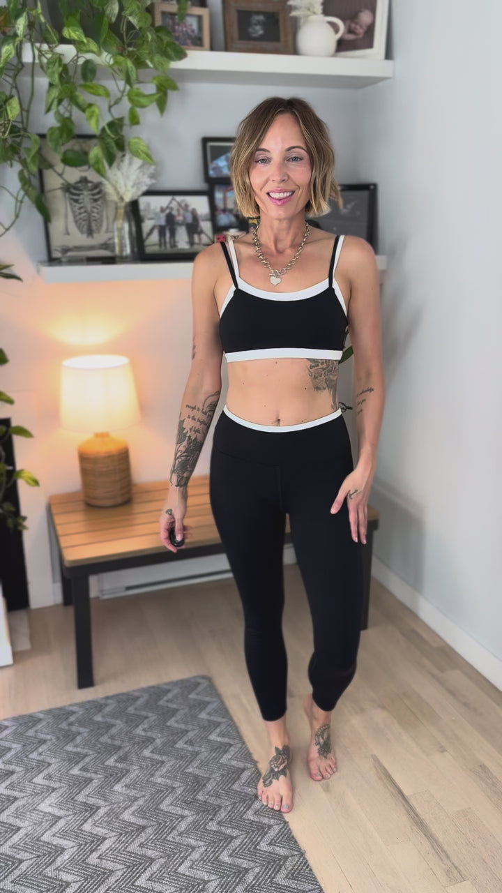 Kimber Contrast Trim Legging- BLACK
