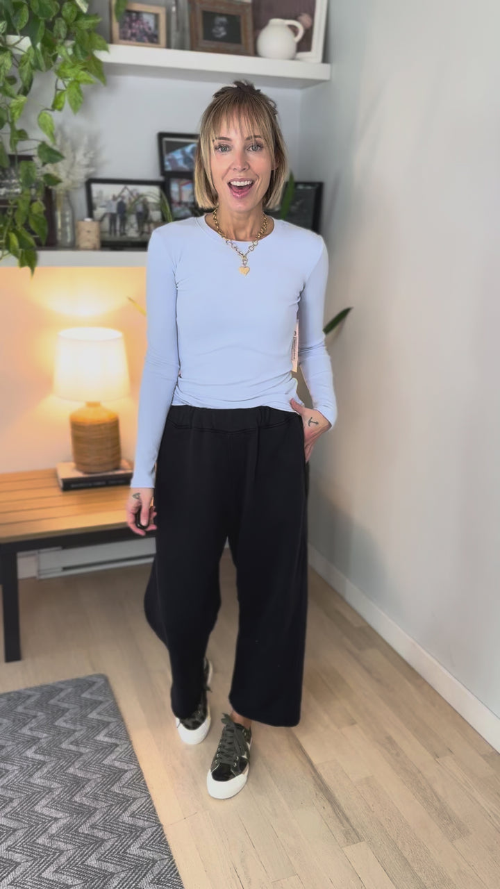 Mono B Linley Micro Ribbed Long Sleeve- HALOGEN BLUE