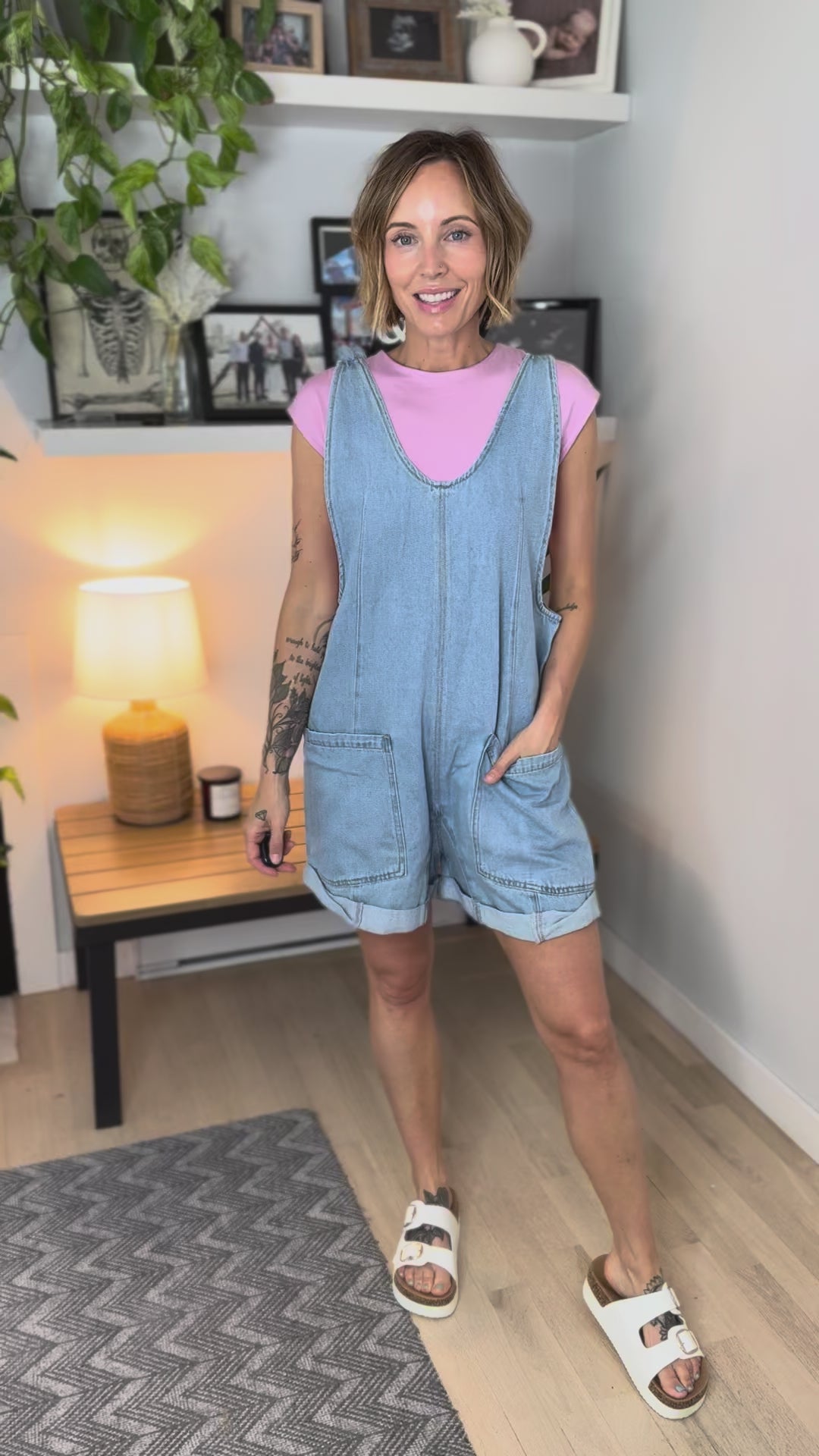 Zorelle Denim Romper- LIGHT WASH