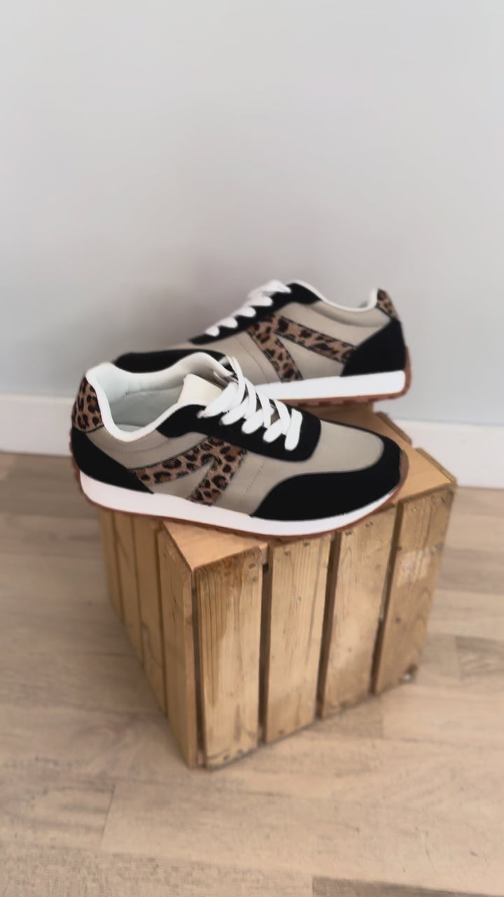 Joel Leopard Sneaker- BLACK
