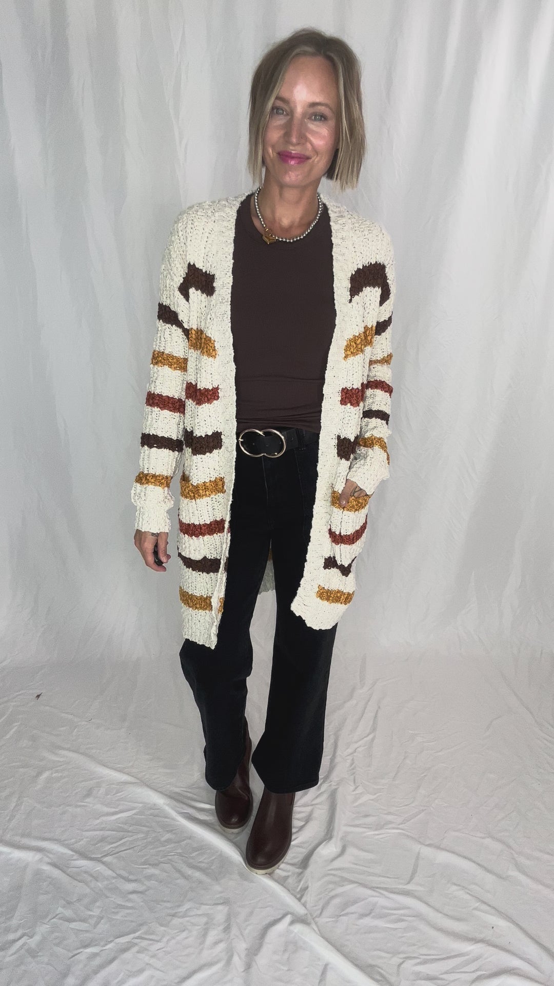 MICHELLE MAE Fall Stripes Cardigan - final sale