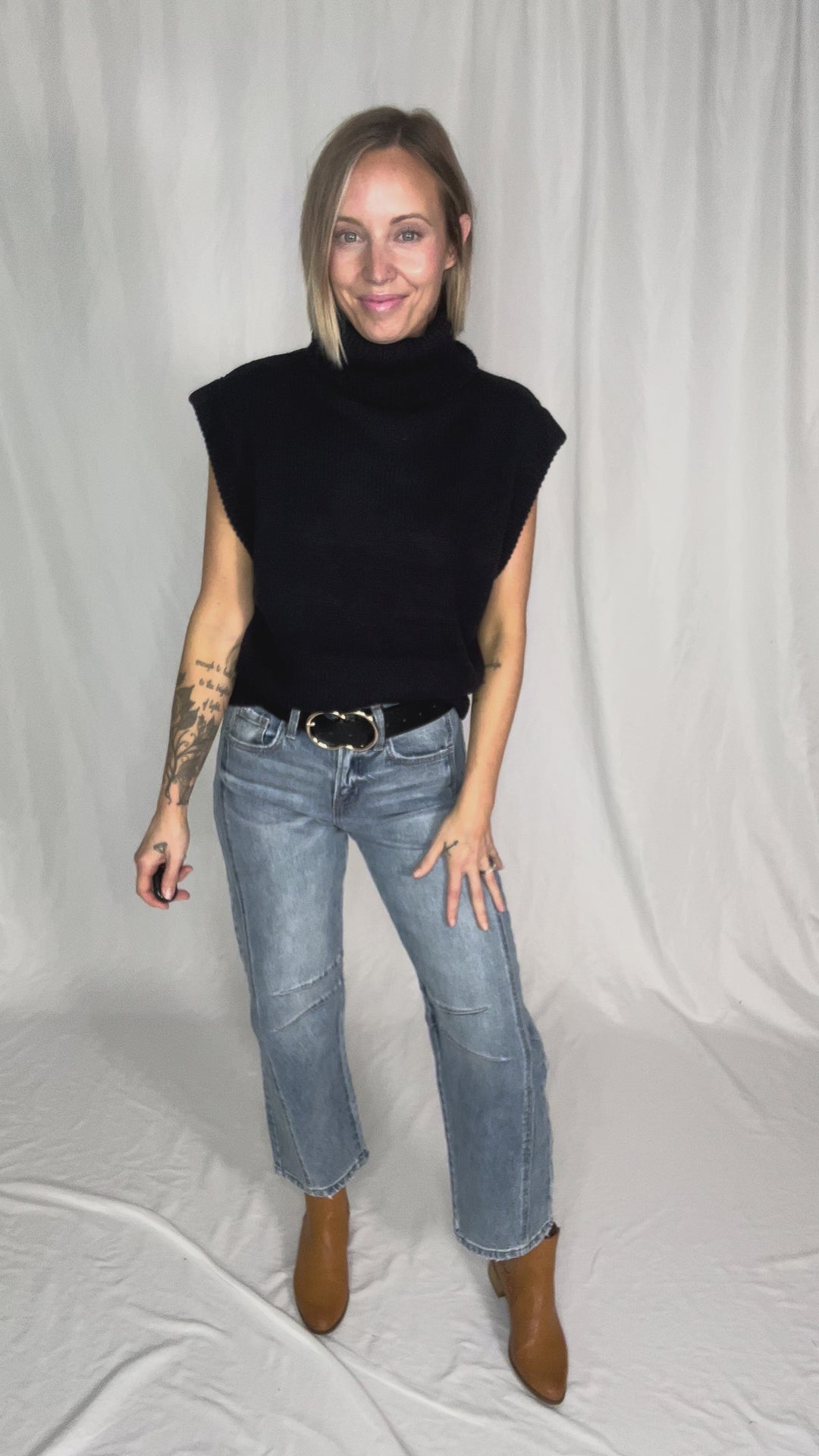 Shonna Sweater Top- BLACK