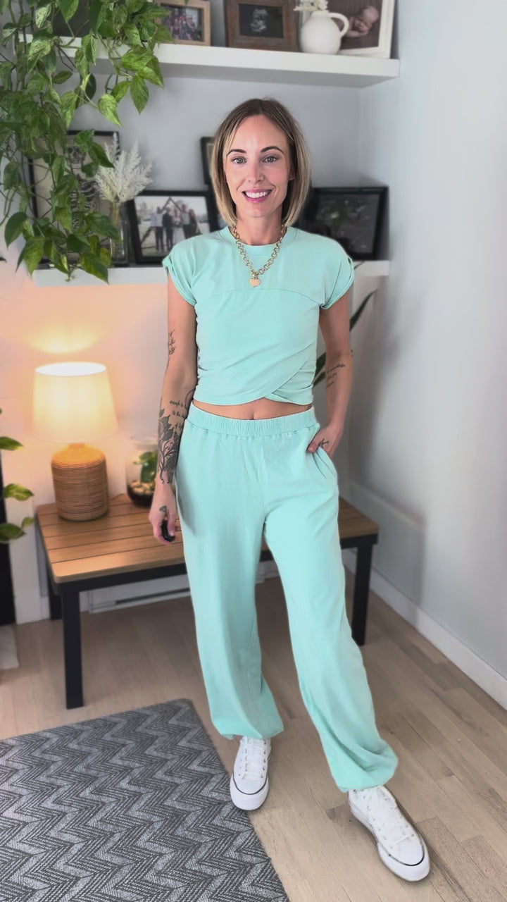 Maude Washed Stretch Cotton Set- TURQUOISE
