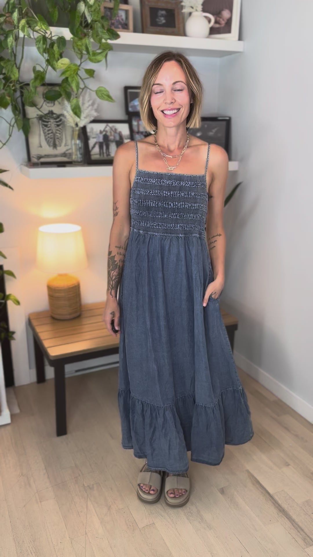 Coco Bay Tencel Smocked Midi Dress-FINAL SALE *L*