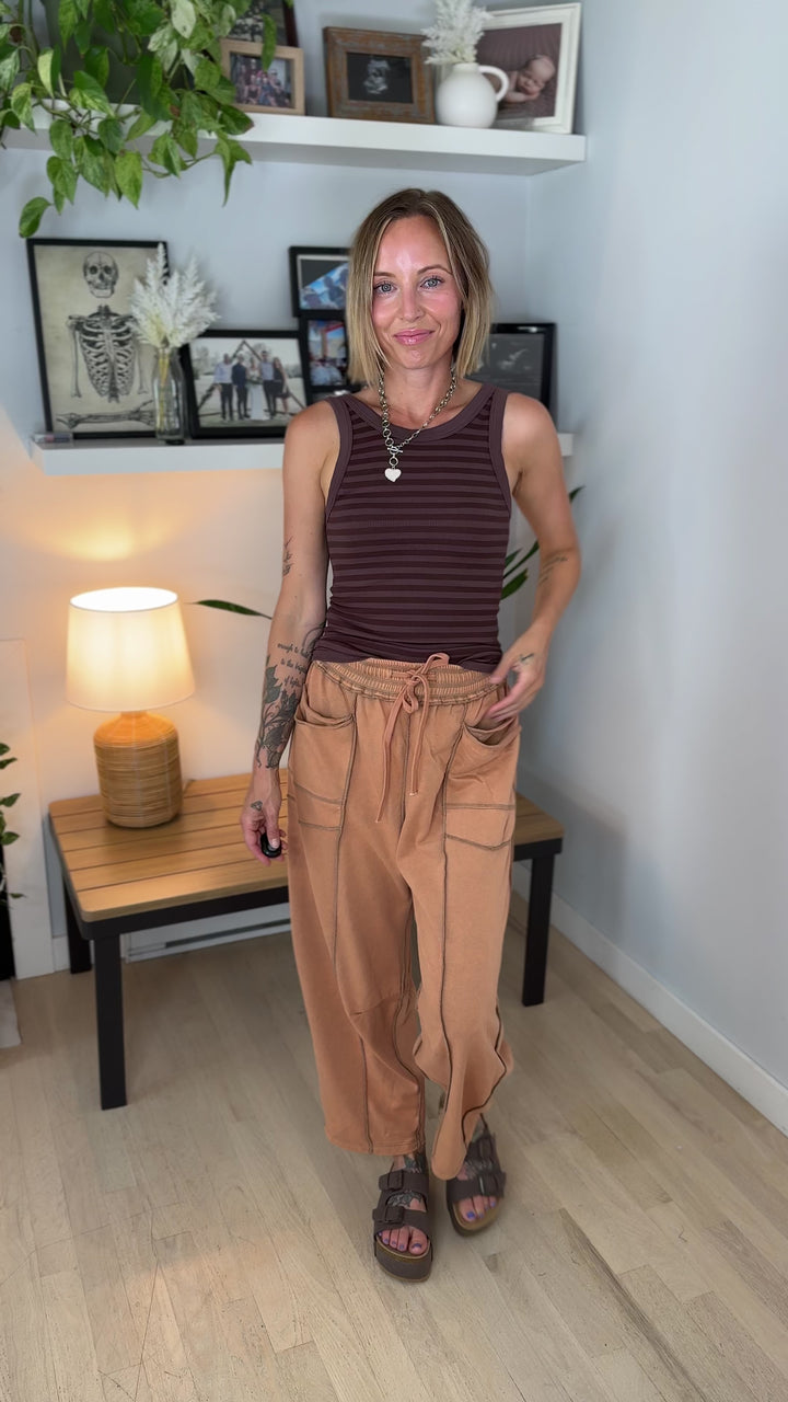 Amery Mineral Washed Barrel Pant- CAMEL