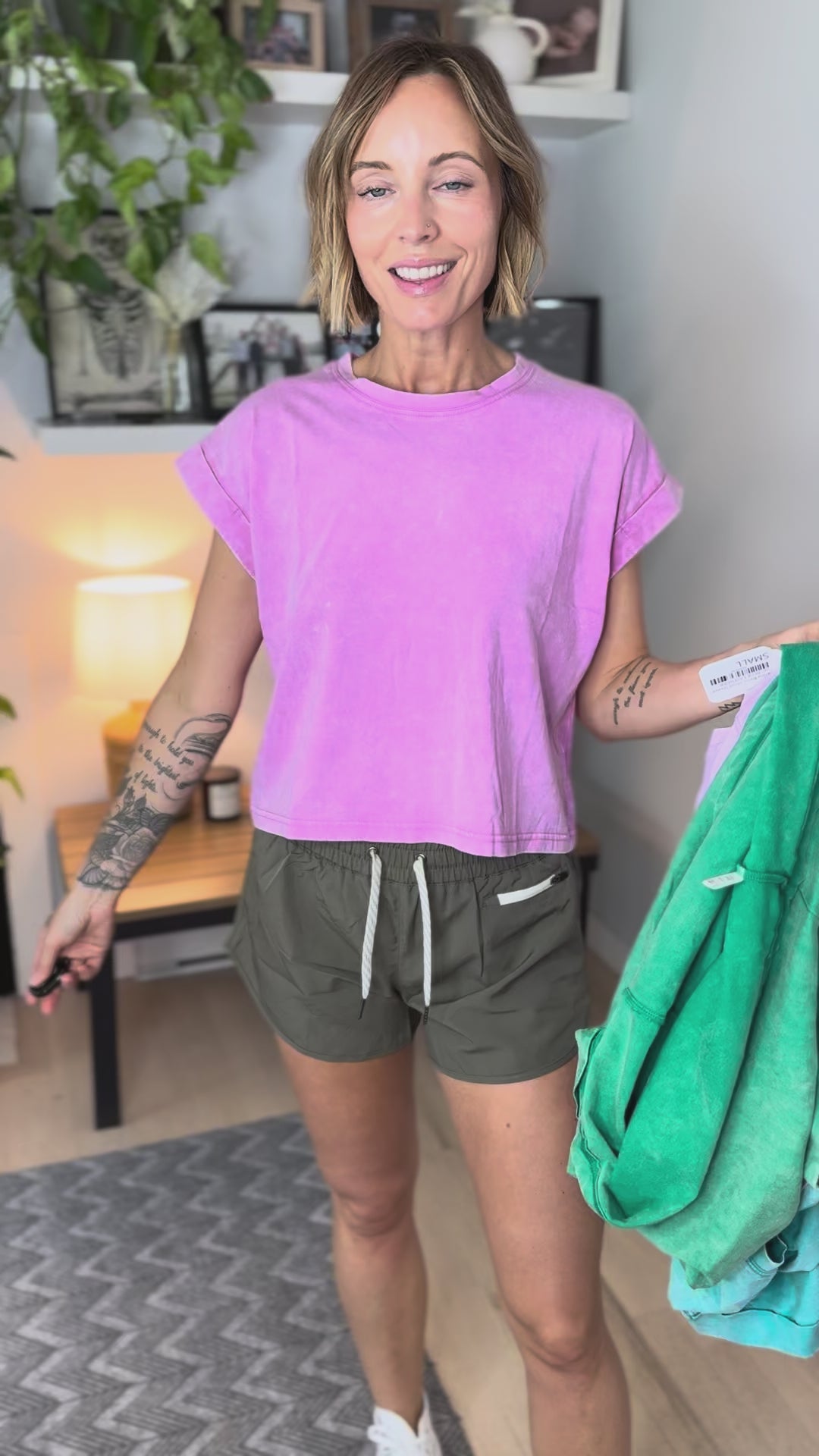 Karina Washed Cotton Tee- BRIGHT MAUVE