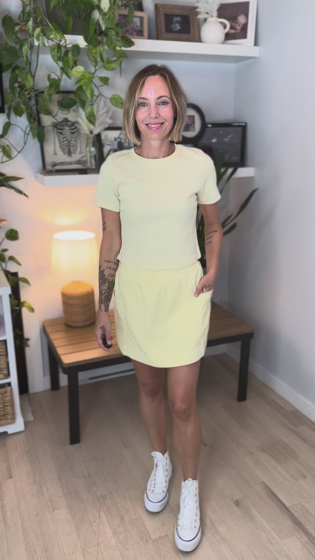 Sandy Cove Ribbed Skort Set- LEMON-FINAL SALE