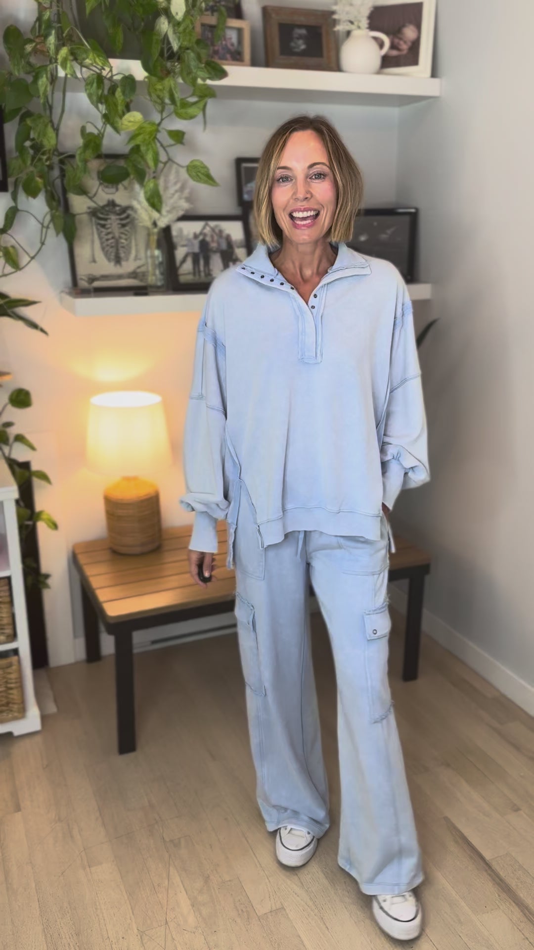Scottie Snow Washed Henley Pullover- PERIWINKLE