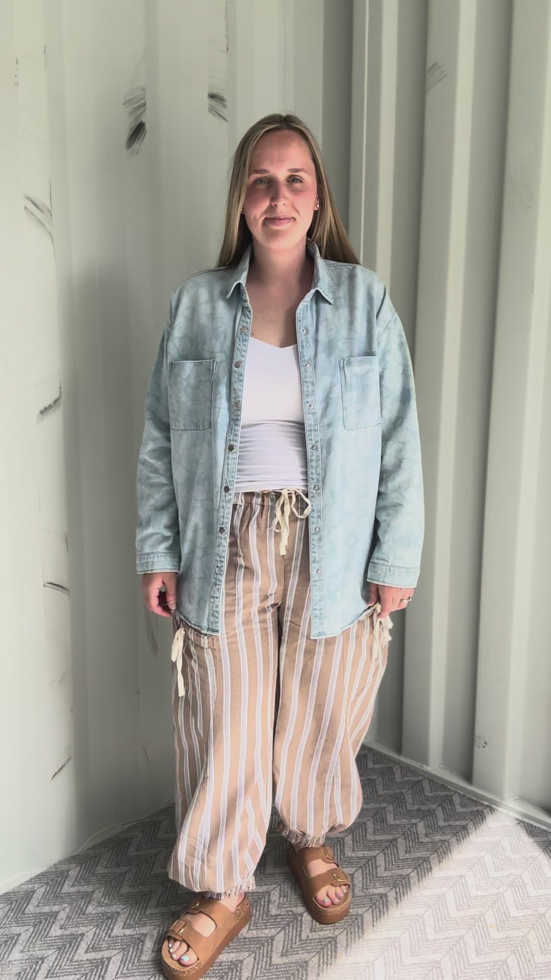 Risen Peachy Keen Floral Shirt- LIGHT WASH-FINAL SALE