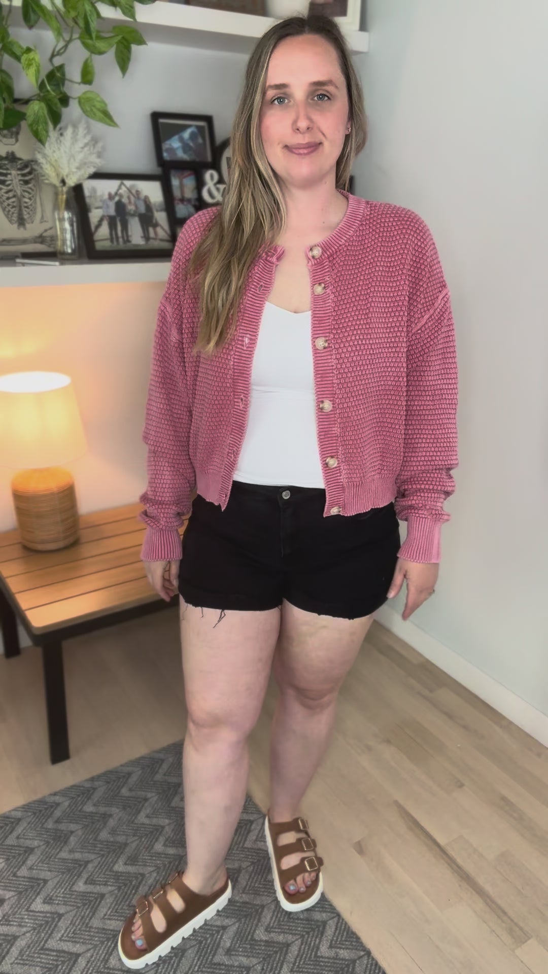 Season Mineral Washed Cardigan- PALE MAUVE