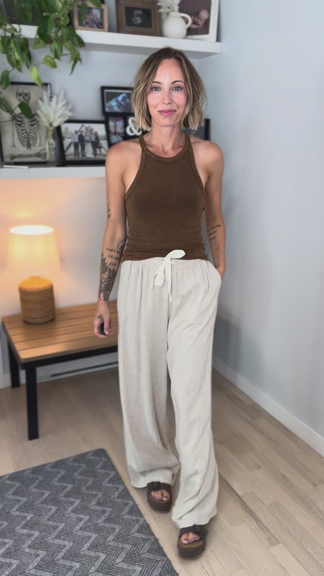 Maui Linen Blend Drawstring Pant- OATMEAL