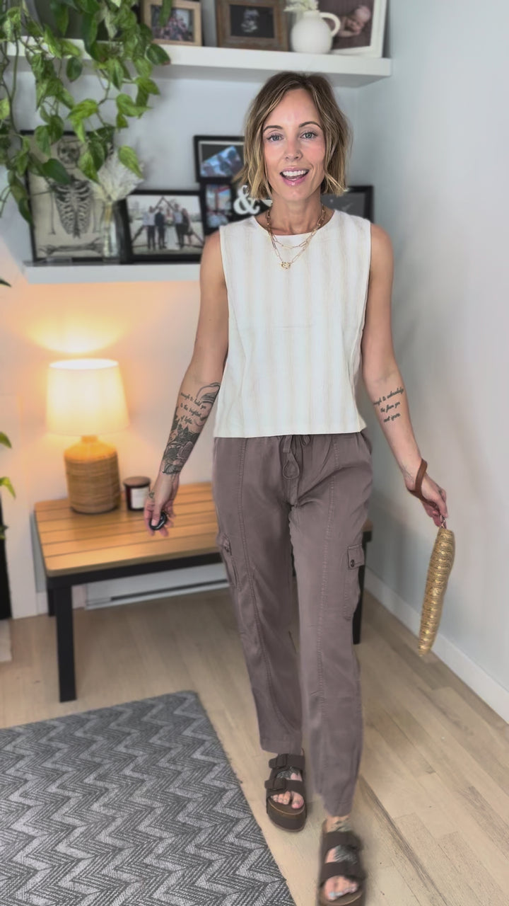 Mesa Boxy Stripe Tank- NATURAL