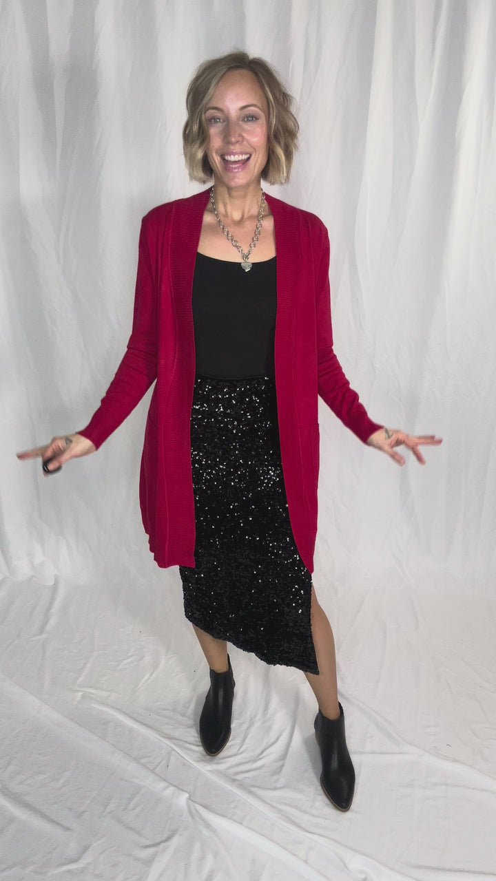 Birchwood Classic Pocket Cardigan- RED