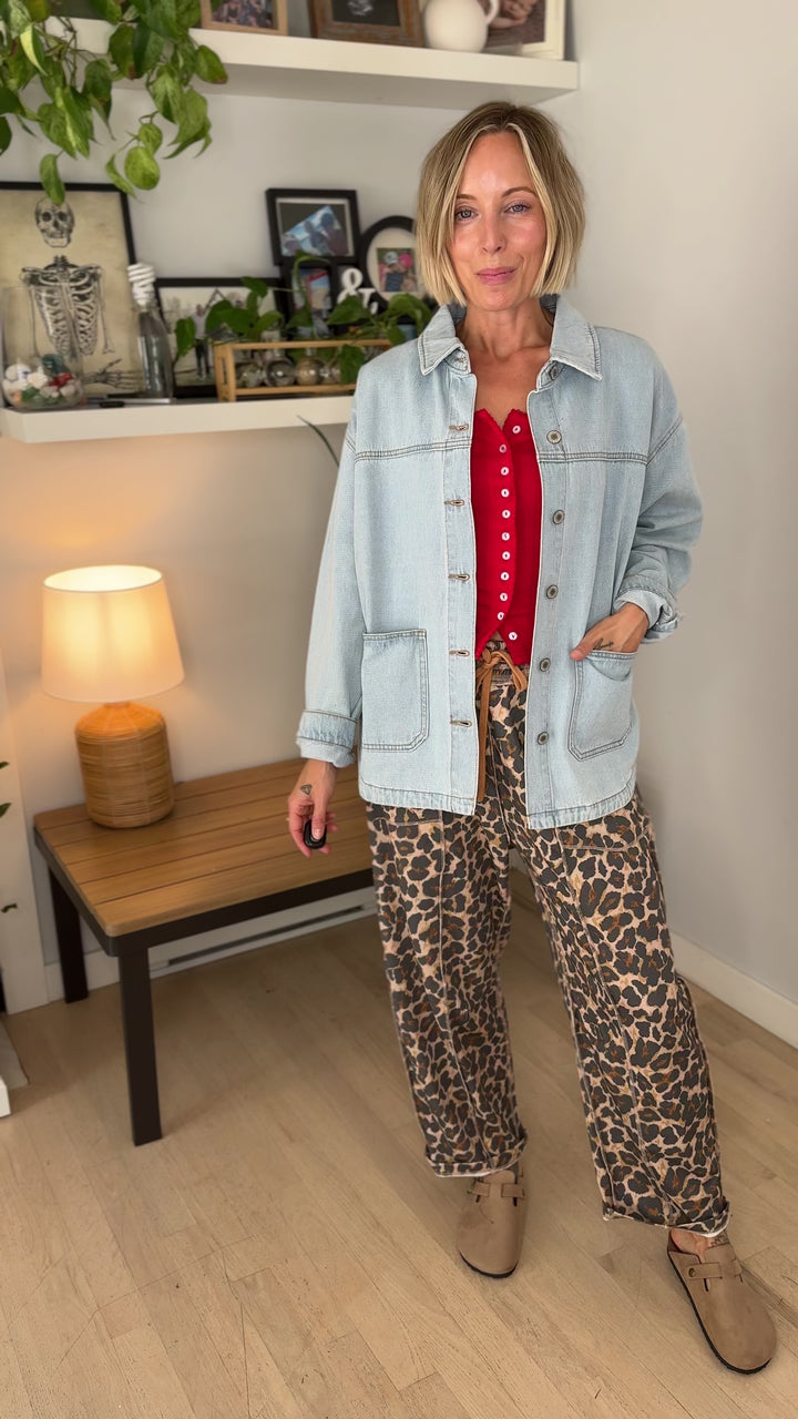 Grace Denim Button Up Jacket- LIGHT WASH-FINAL SALE