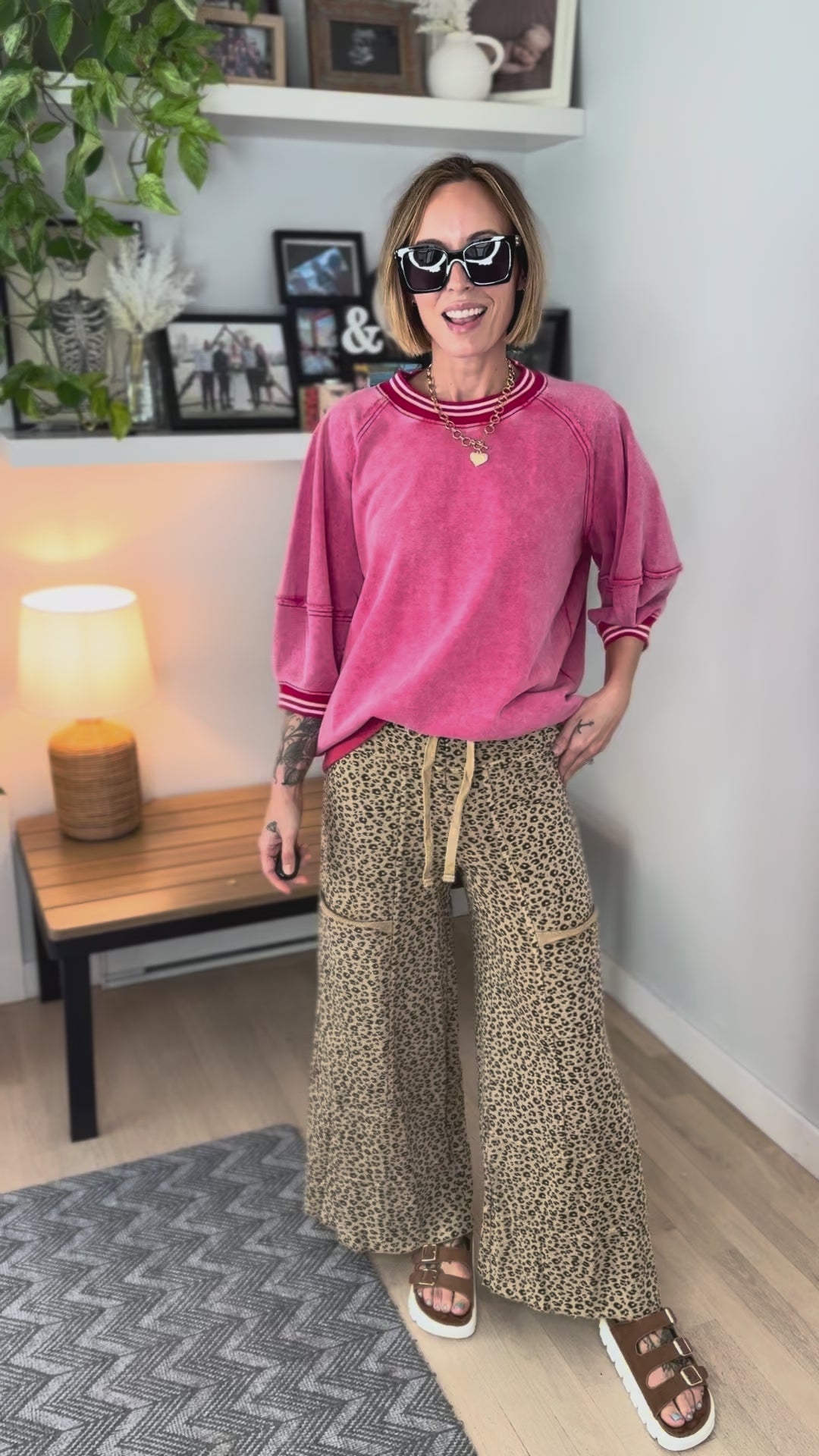 Alaina 1/2 Sleeve Pullover- BOHO RED