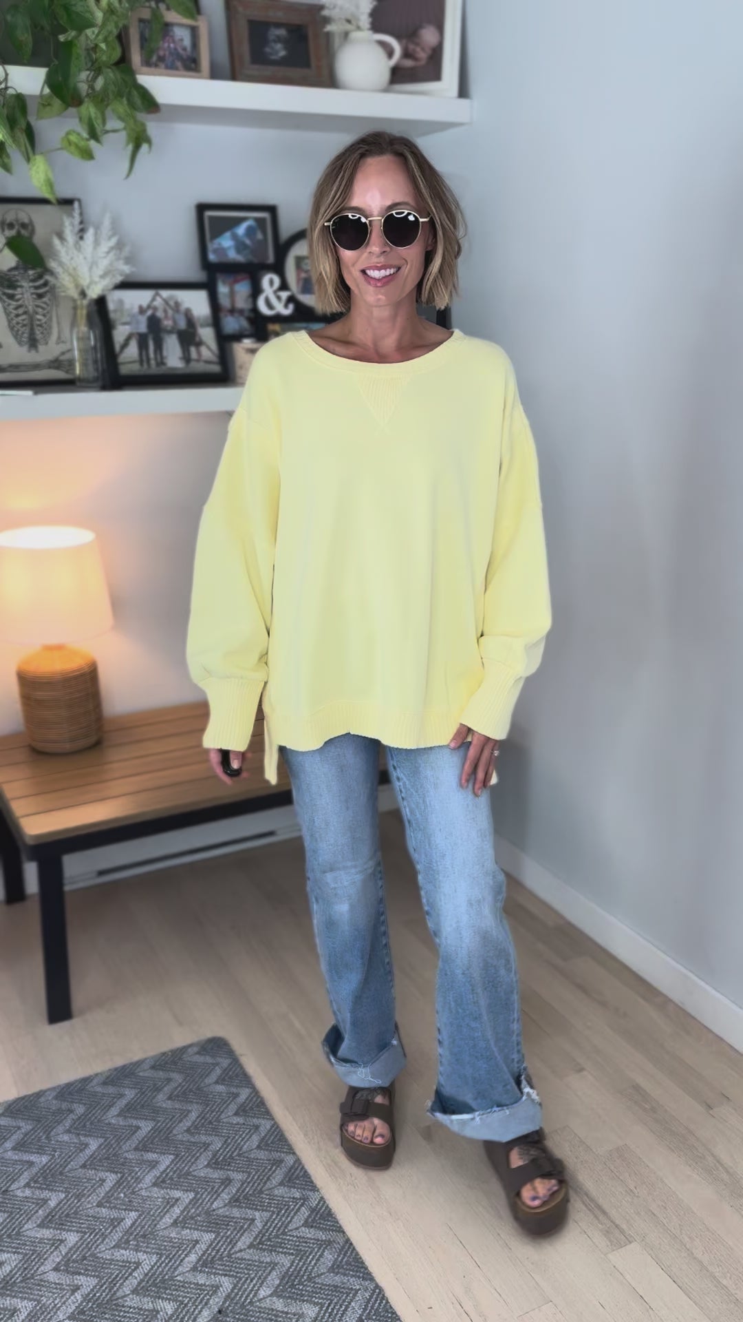Bayview Oversized Mineral Washed Pullover- LIGHT YELLOW
