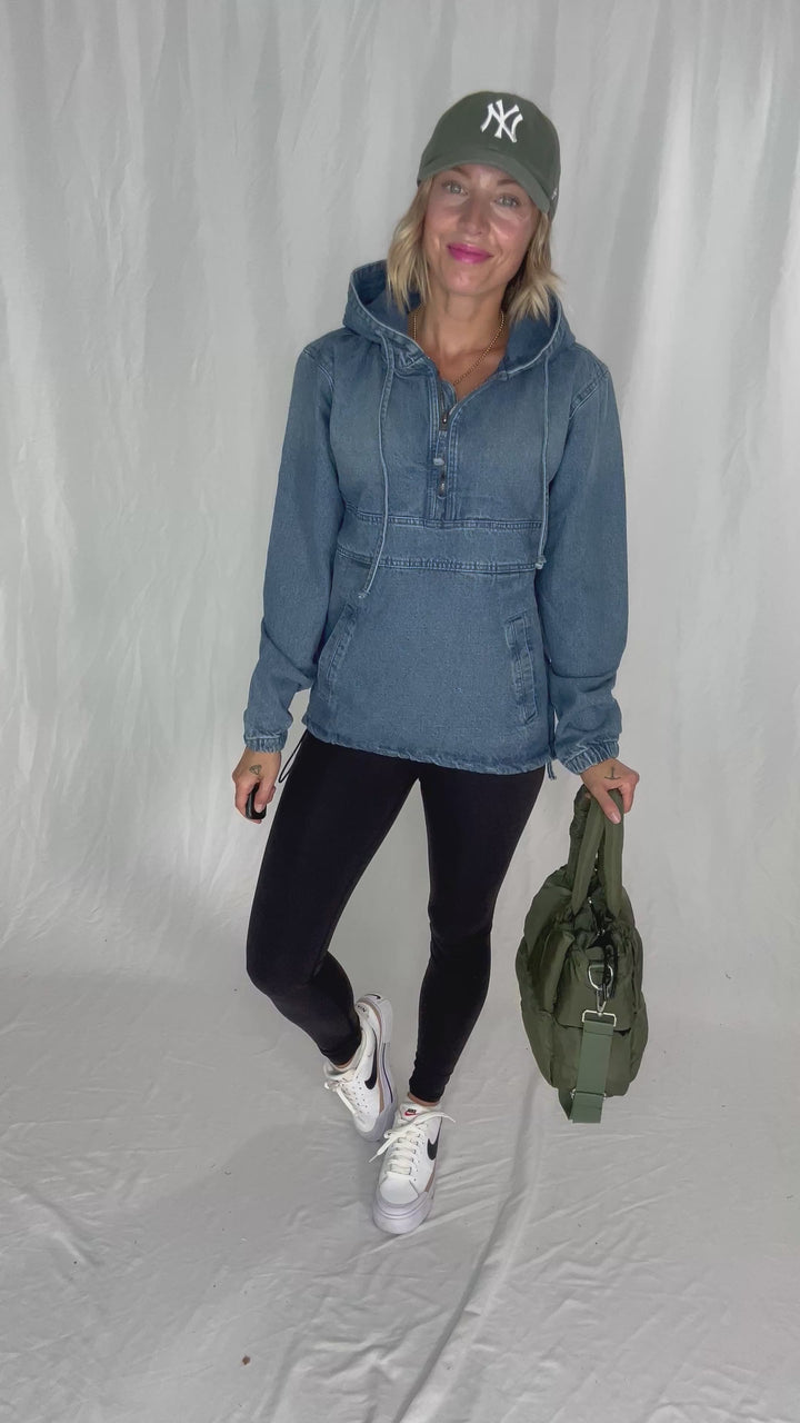 Bex Denim Hoodie Jacket- MED/LIGHT WASH