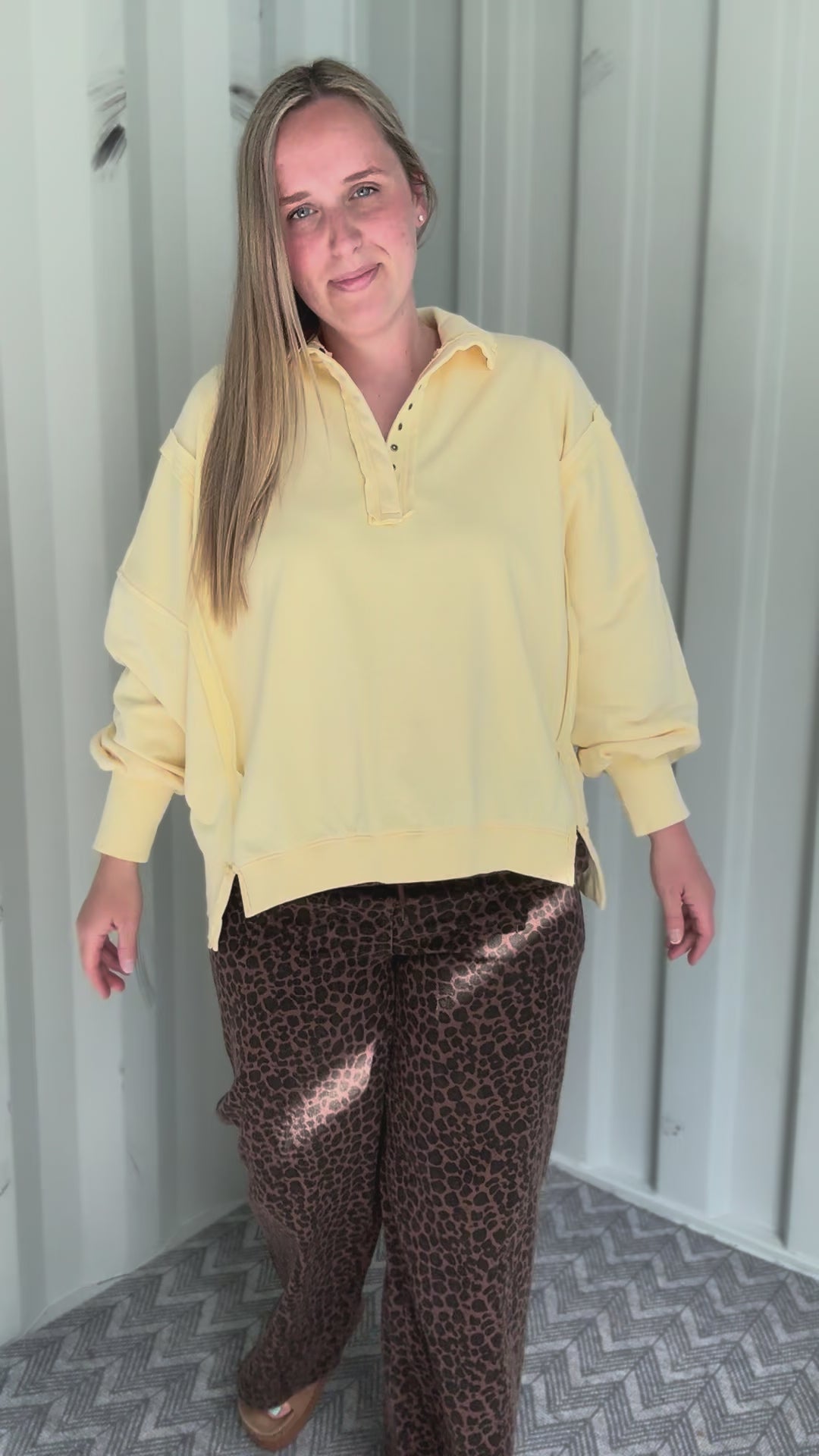 Scottie Snow Washed Henley Pullover- BUTTERCREAM