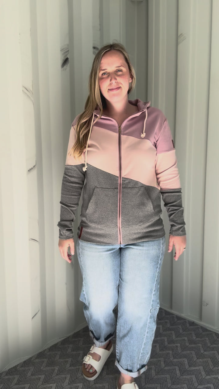 AMPERSAND AVE Full Zip Sweatshirt- ROSY GLOW