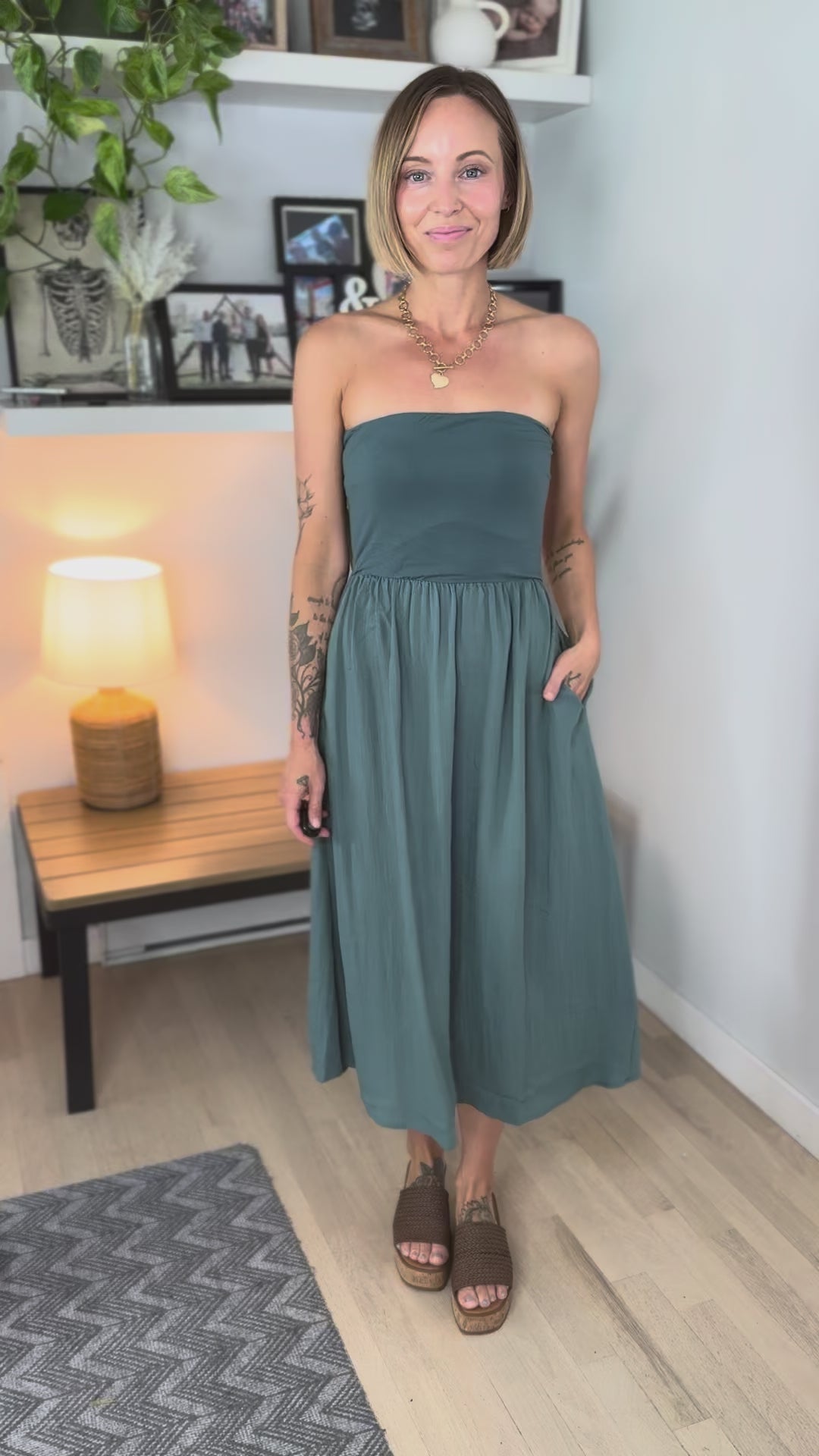 Parker Strapless Fit & Flare Dress- BALSAM